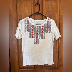 Flutter Sleeve Sundance White Tee with Flowers